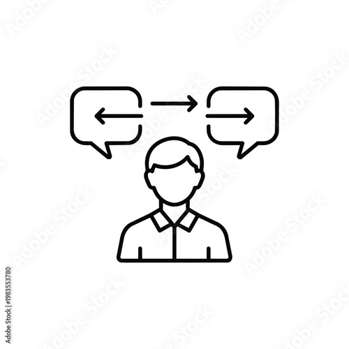 Communication specialist profession icon black and white vector communication professional occupation pictogram for business and teamwork concepts