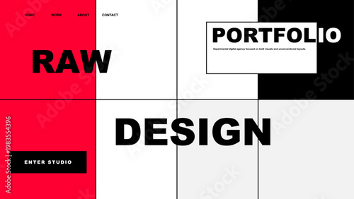Obraz na płótnie Brutalism Portfolio Website, Landing Page Design