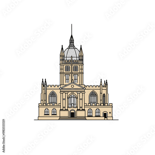 Wills Memorial Building University of Bristol Vector Illustration