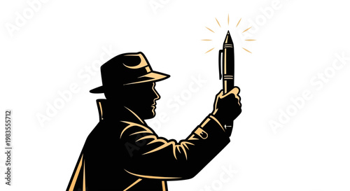 Man in hat holding a torch.