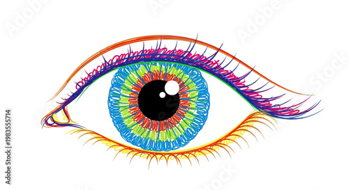 Colorful Human Eye with Rainbow Iris.