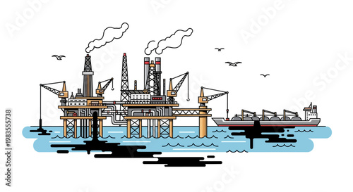 Offshore Oil Rig Platform Structure.