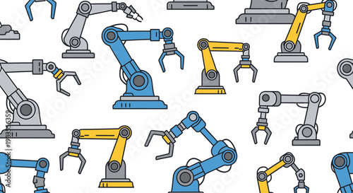 Industrial robotic arm pattern illustration for automation concept