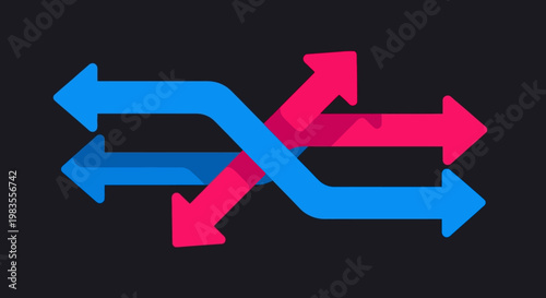 Arrows crossing in opposite directions.