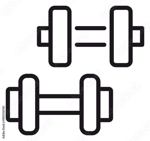 Bild auf Leinwand Minimalist black line vector icon of two dumbbells, representing fitness, bodybuilding, and weightlifting