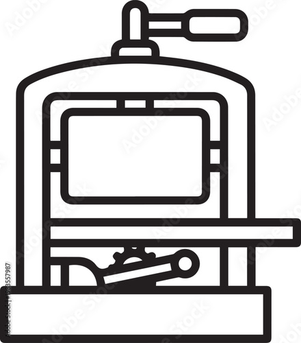 Hand-Operated Proof Press Vector Icon: Essential Typography & Printing Industry Asset for Designers, Publishers, Printers, and Creative Professionals Showcasing Traditional Letterpress
