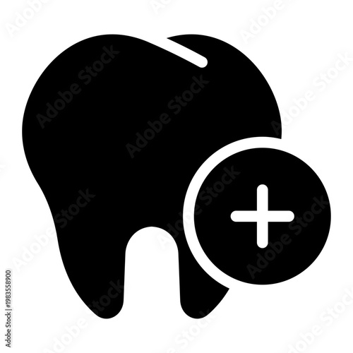Dental Plus icon glyph style vector graphic illustration. Suitable for website design, app, template.