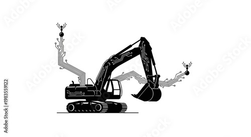 Heavy machinery excavator illustration.