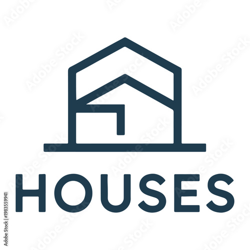 Simple house icon with the word houses beneath it
