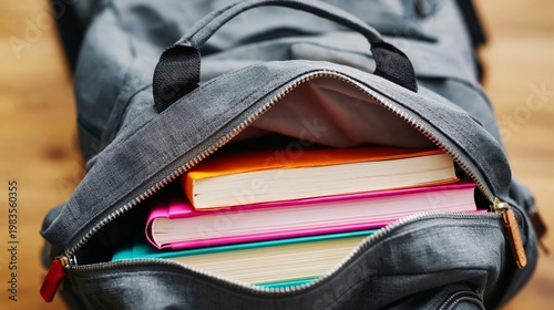 Backpack With School Supplies on a Plain Background