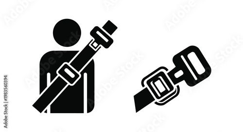 Safety first a person using a seatbelt depicted as a silhouette