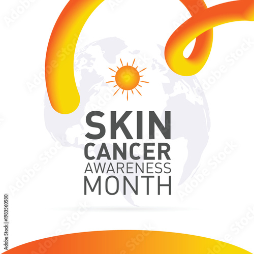 Skin cancer awareness month observed each year in May,Exposure to ultraviolet (UV) rays causes most cases of melanoma. Melanoma and skin cancer awareness month template vector illustrator	