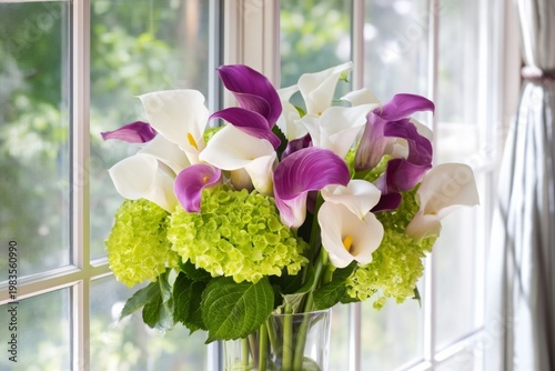 Colors of Flowers in a Vase by the Window on a Sunny Day