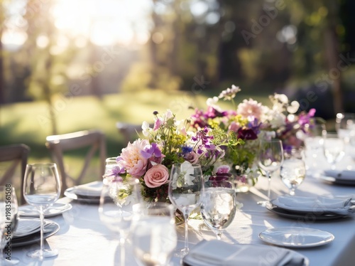 Floral Table Setting for Outdoor Gathering During Afternoon Light