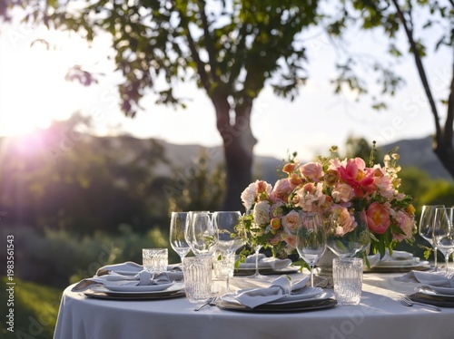 Floral Table Setting for Outdoor Gathering During Afternoon Light