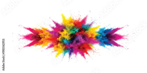 Fotografia vibrant multicolor paint splatter explosion isolated on transparent background