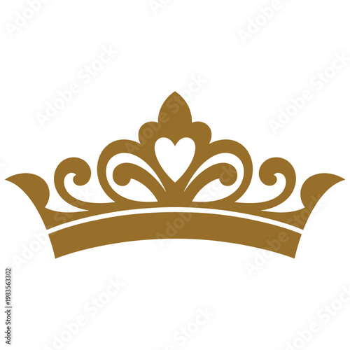 Elegant gold crown with intricate heart-shaped design at the center