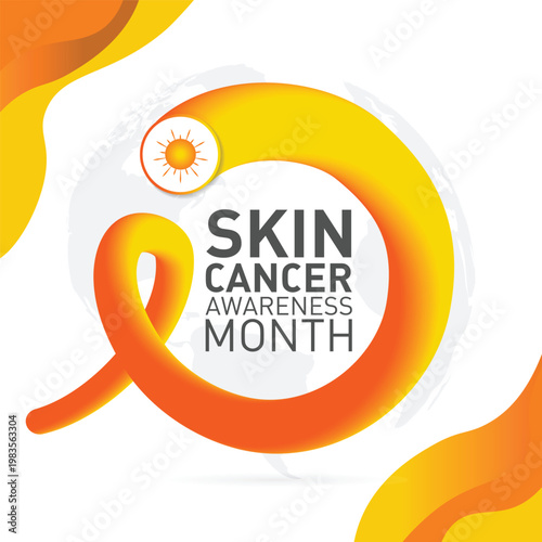 Skin cancer awareness month observed each year in May,Exposure to ultraviolet (UV) rays causes most cases of melanoma. Melanoma and skin cancer awareness month template vector illustrator	