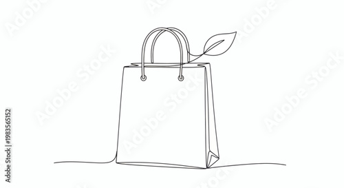 Eco-friendly shopping bag icon with a leaf detail, symbolizing sustainable and green consumerism and conscious purchasing choices