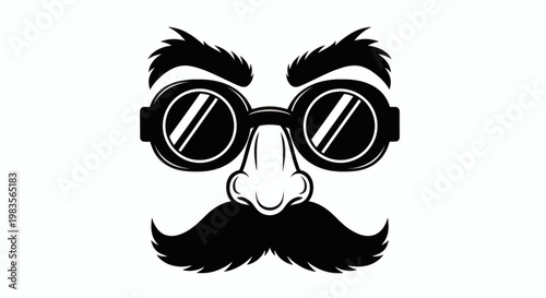 Funny Face Disguise with Big Mustache and Goggles for Costume or Prank