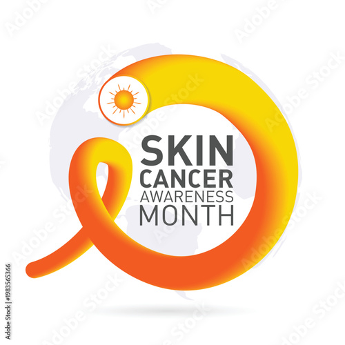 Skin cancer awareness month observed each year in May,Exposure to ultraviolet (UV) rays causes most cases of melanoma. Melanoma and skin cancer awareness month template vector illustrator	