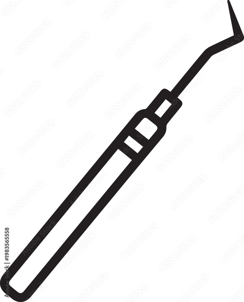 Naklejka premium Premium High-Resolution Dental Probe Icon with Pointed Tip for Medical Professionals, Dental Clinics, Oral Health Education, Patient Consultations, Dental Software UI, Medical Training