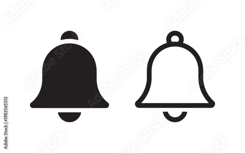 Black notification bell icons for user interface and social media use.