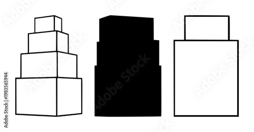 Cardboard boxes set with stacked silhouette design featuring bulk shipping, warehousing, supply chain with packaging and logistics