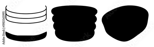 Dermatology skin layer icon set with solid black icon on white background featuring skin layers, medical symbols, illustration with vector and graphic design