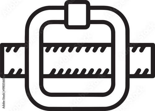 Premium High-Resolution Hydraulic Clamp Vector Icon Securing Metal Bar for Industrial Engineering, Manufacturing, Construction, CNC Machining, Fabrication Workshops, Heavy Machinery