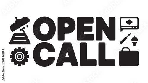 Black poster with open call text and silhouette