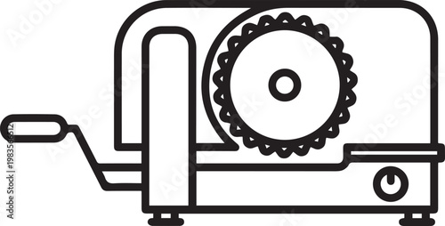 Premium High-Resolution Meat Slicer Vector Icon with Sharp Blade Detail for Food Industry, Butchery, Kitchen Design, Restaurant Menus, Meat Processing, Culinary Apps, Grocery Branding, Meat