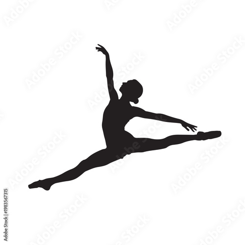 Black silhouette of a ballerina performing an arabesque