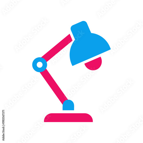 Modern desk lamp with adjustable arm and bright shade, isolated on white background, 3D illustration