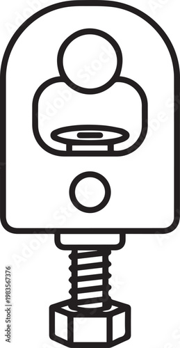 Premium High-Resolution Vector Cable Clamp Icon with Bolt and Washer for Technical Manuals, Engineering Diagrams, Electrical Schematics, Industrial Designs, Mechanical Assembly Guides