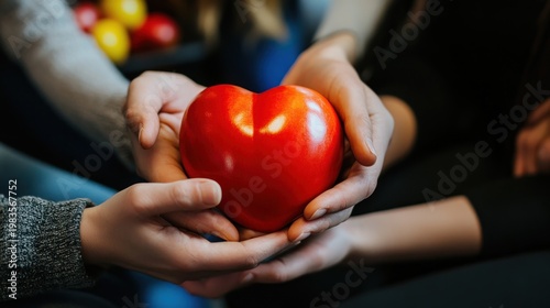 Hands holding heart shaped food