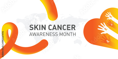 Skin cancer awareness month observed each year in May,Exposure to ultraviolet (UV) rays causes most cases of melanoma. Melanoma and skin cancer awareness month template vector illustrator	