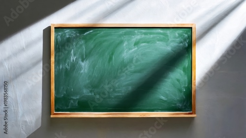 Chalkboard on a Wall With Light Shining in During the Day at a School Classroom