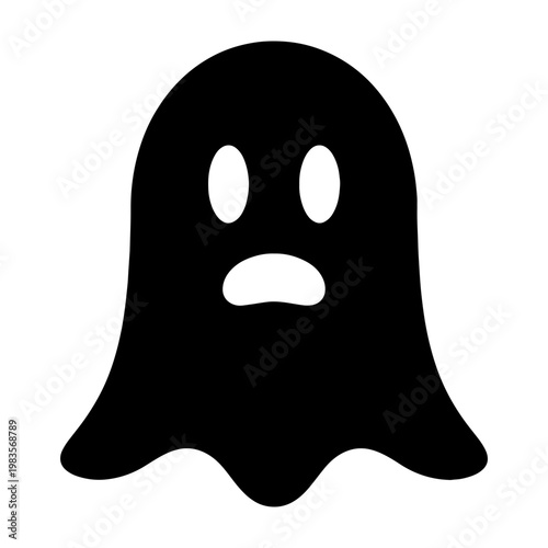 Spooky ghost silhouette vector, black halloween phantom icon, scary spirit character