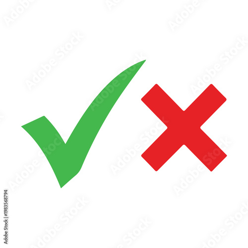 Green checkmark and red cross symbols