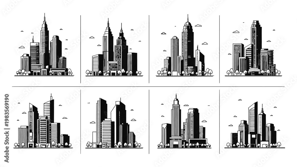 Obraz premium City skylines with various skyscrapers.