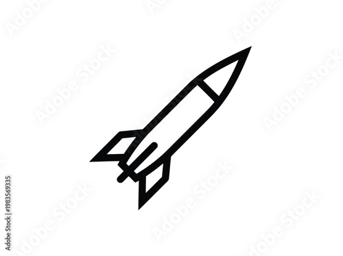 Missile rocket launch weapon vector icon isolated on white background