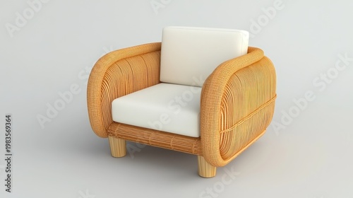 Woven armchair on a white background