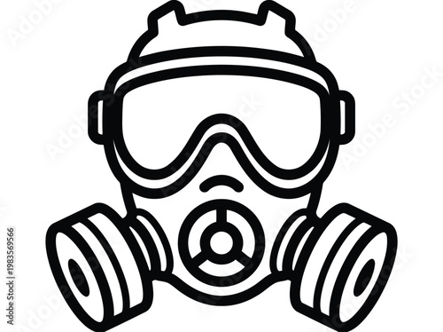 Military gas mask protective respirator vector icon isolated on white background