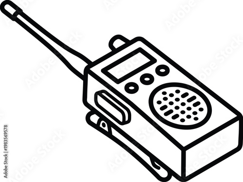 Military radio communication device vector icon isolated on white background