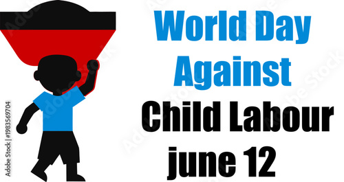 World day against child labour awareness poster with a child silhouette
