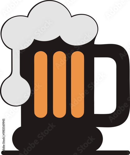 A vector graphic illustration of a beer mug with foam