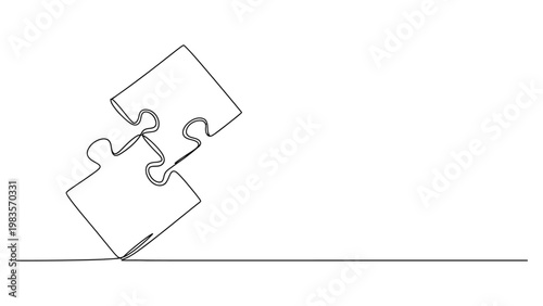 Two interlocking puzzle pieces falling into place.