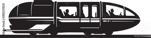 Monorail, Train, Transportation, Vector, Black, Icon, Illustration
