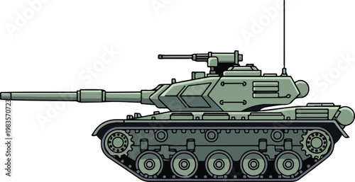 Military Battle Tank Vector Illustration Heavy Armored Army Vehicle Combat Design